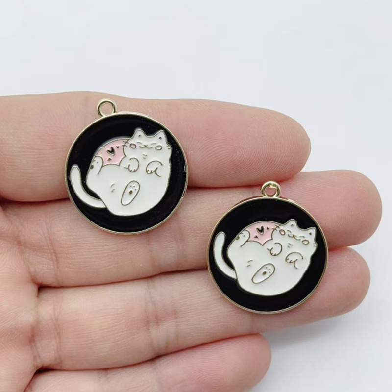 10개입 만화 고양이 발바닥 하트 모양 에나멜 합금 참 - Earrings 리뷰 및 가격