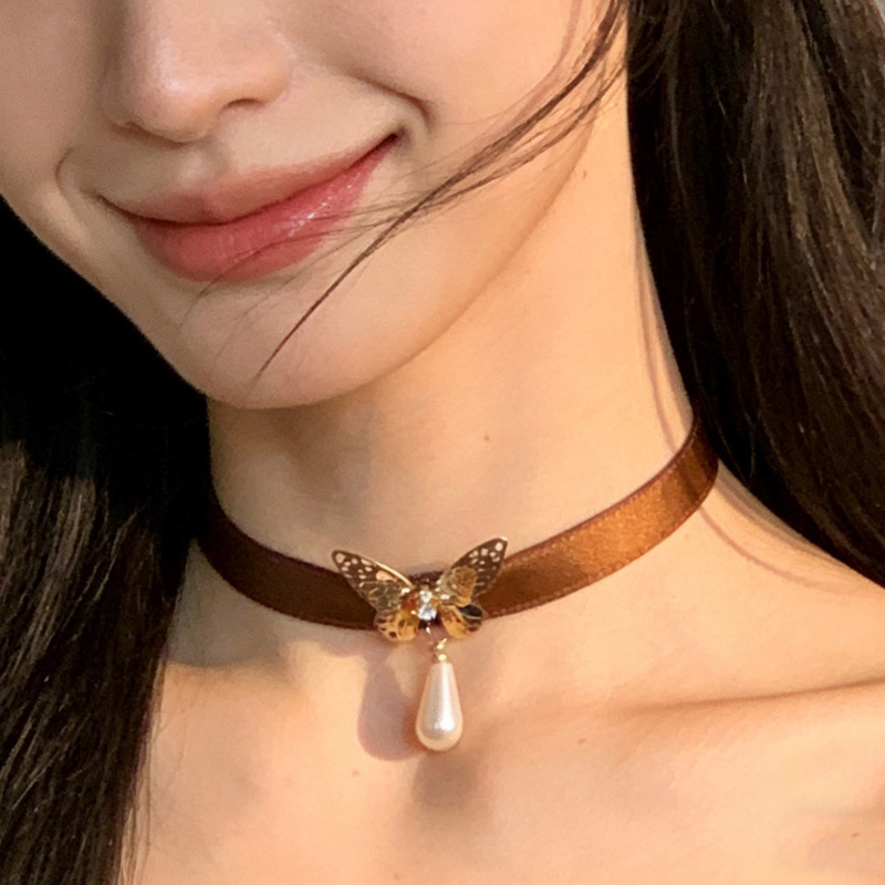 빈티지 스타일 꽃 초커 목걸이 (여성용) - 나비 리본 - Pearl Choker Necklace Vintage 리뷰 및 가격