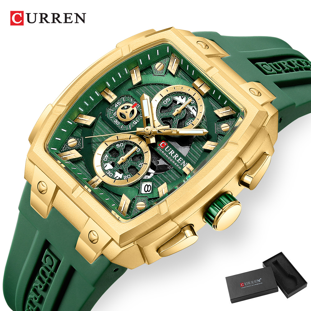 CURREN 남성용 럭셔리 빈티지 시계, 실리콘 스트랩 - Watch Accessories 리뷰 및 가격