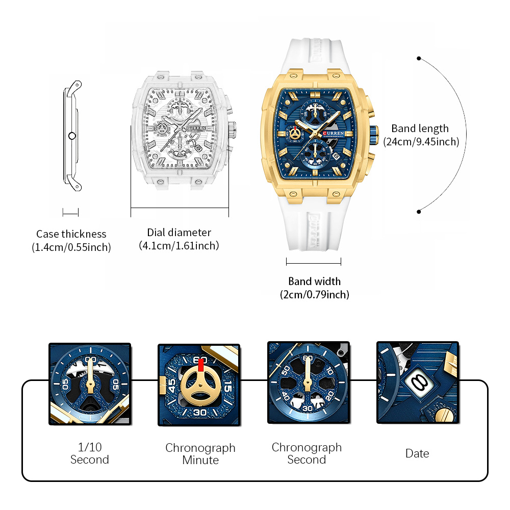 CURREN 남성용 럭셔리 빈티지 시계, 실리콘 스트랩 - Watch Accessories 리뷰 및 가격