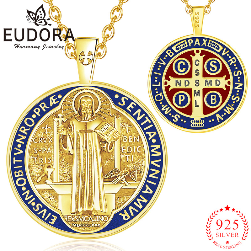 유도라 925 스털링 실버 세인트 베네딕트 목걸이 18 - Cross Pendant Necklace Gold 리뷰 및 가격
