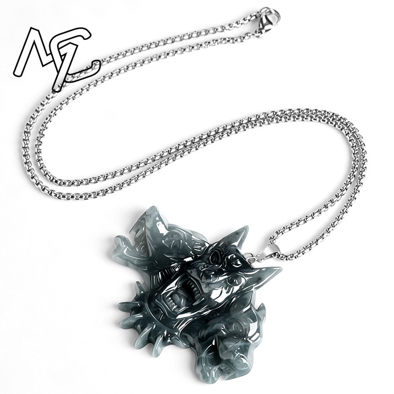 S925 실버 천연 옥 케르베로스 펜던트 목걸이 조각  - Necklaces 리뷰 및 가격