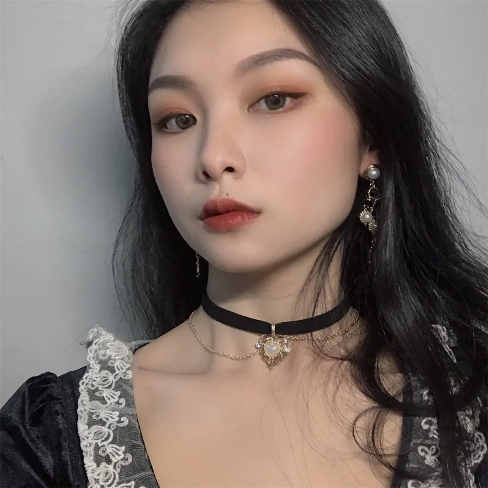 빈티지 벨벳 체인 초커 목걸이 고딕 하트 모조 진주 펜 - Pearl Choker Necklace Vintage 리뷰 및 가격