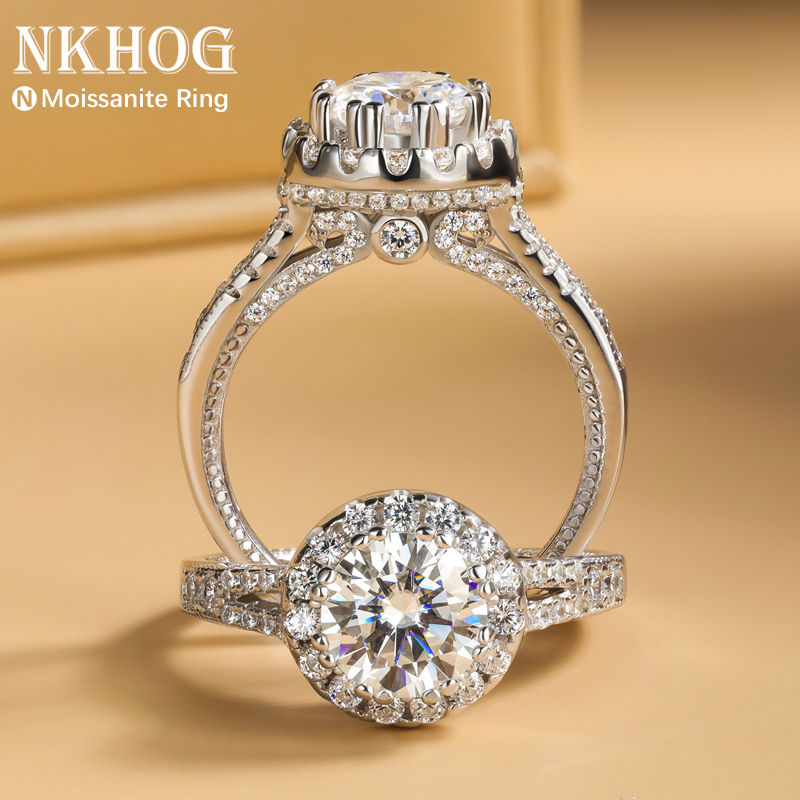 진짜 2캐럿 모이사나이트 반지 925 스털링 실버 우수 - Moissanite Engagement Ring 1 Carat 리뷰 및 가격