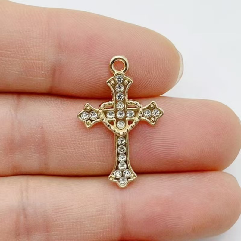 10개 다이아몬드 장식 골드 십자가 합금 펜던트 사랑의 - Cross Pendant Necklace Gold 리뷰 및 가격