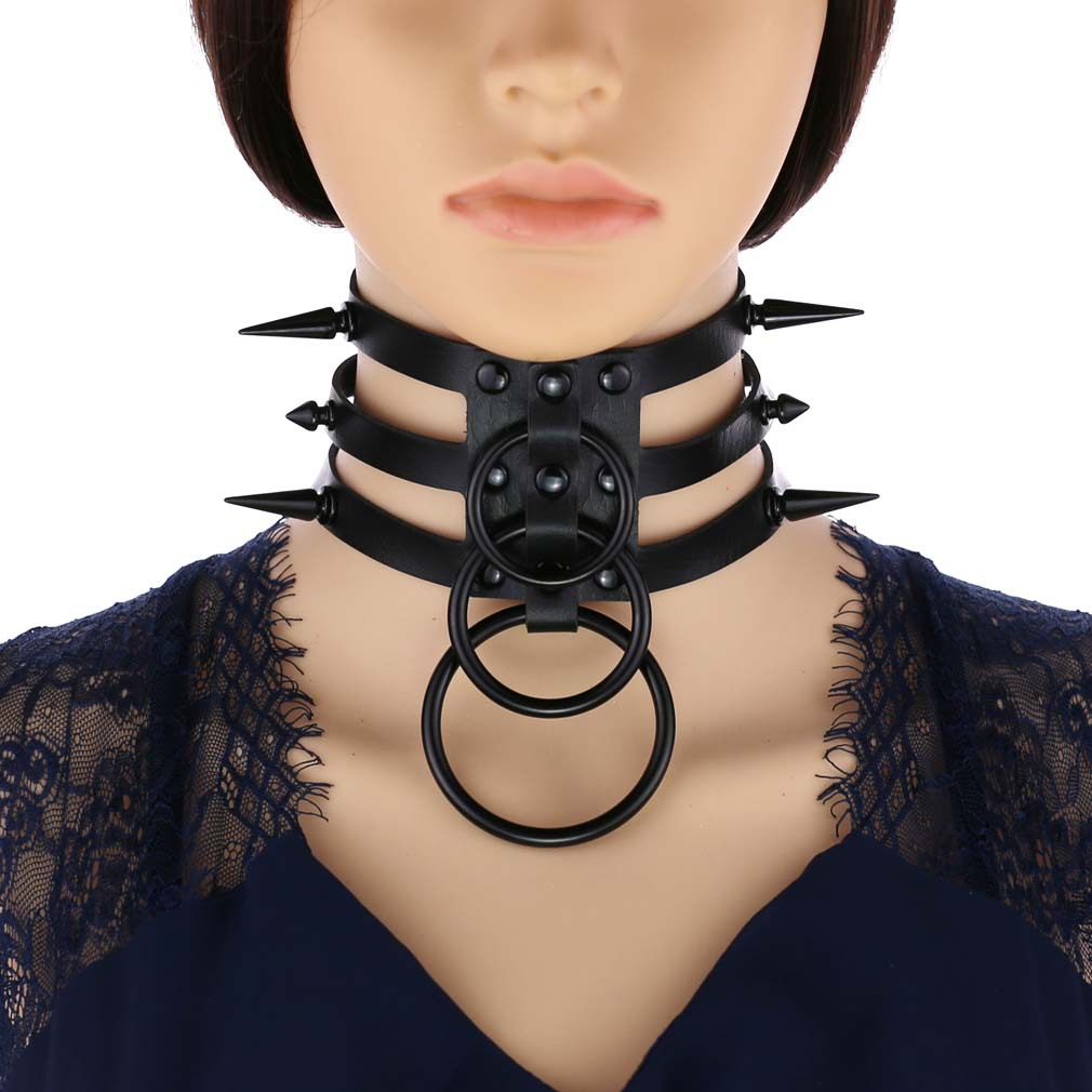 남녀공용 블랙 리벳 가죽 본디지 초커 목걸이, 펑크 서 - Goth Punk Spike Choker 리뷰 및 가격