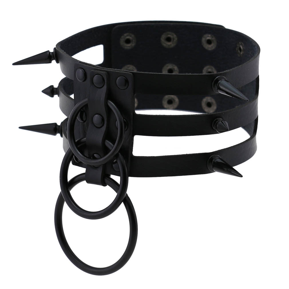 남녀공용 블랙 리벳 가죽 본디지 초커 목걸이, 펑크 서 - Goth Punk Spike Choker 리뷰 및 가격