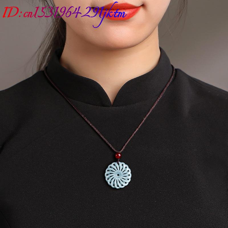 버마산 비취 꽃 펜던트 목걸이 스톤 패션 액세서리 부적 - Necklaces 리뷰 및 가격