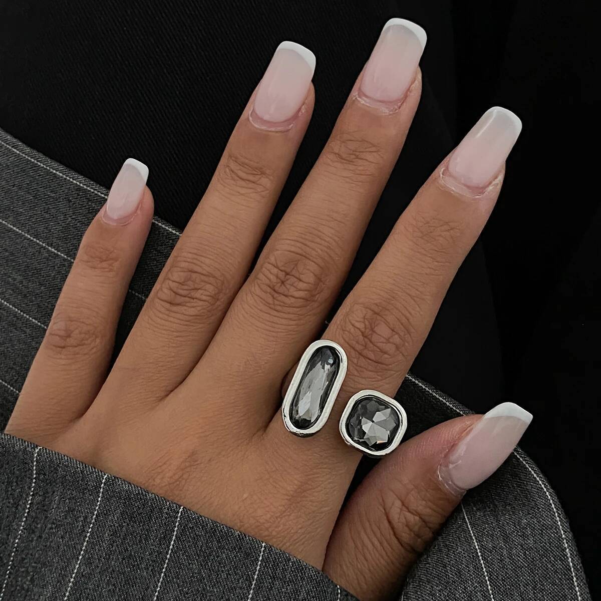 살리르콘 빈티지 블랙 아크릴 라인스톤 오픈 링 여성 펑 - Vintage Punk Knuckle Rings Set 리뷰 및 가격