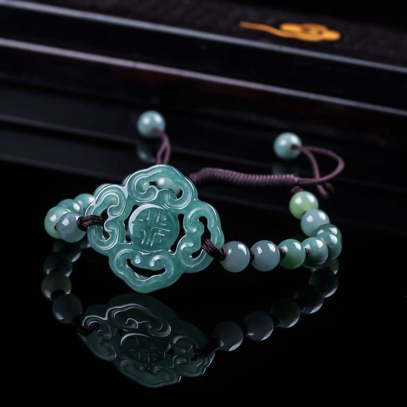 천연 비취 A급 팔찌 오리지널 디자인 세련된 블루 워터 - Bracelets 리뷰 및 가격