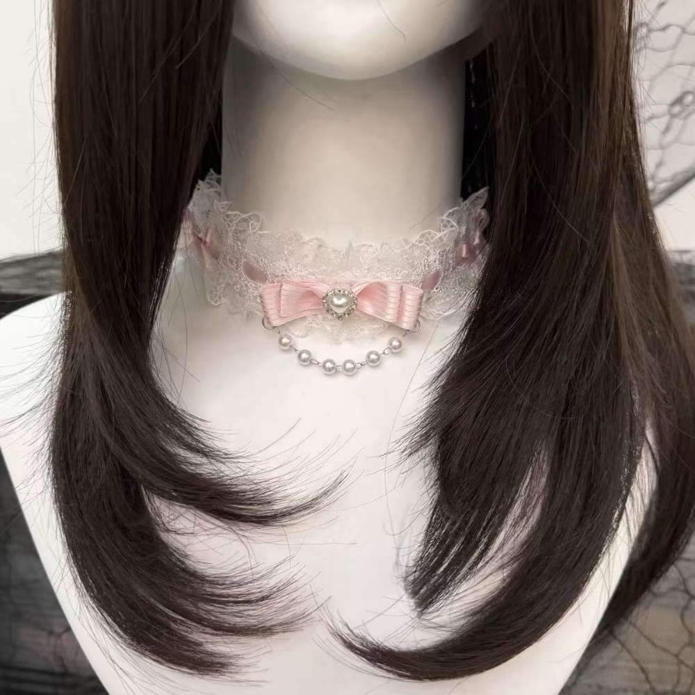 레이스 보우 프릴 패션 초커 목걸이 여성용 로리타 진주 - Pearl Choker Necklace Vintage 리뷰 및 가격