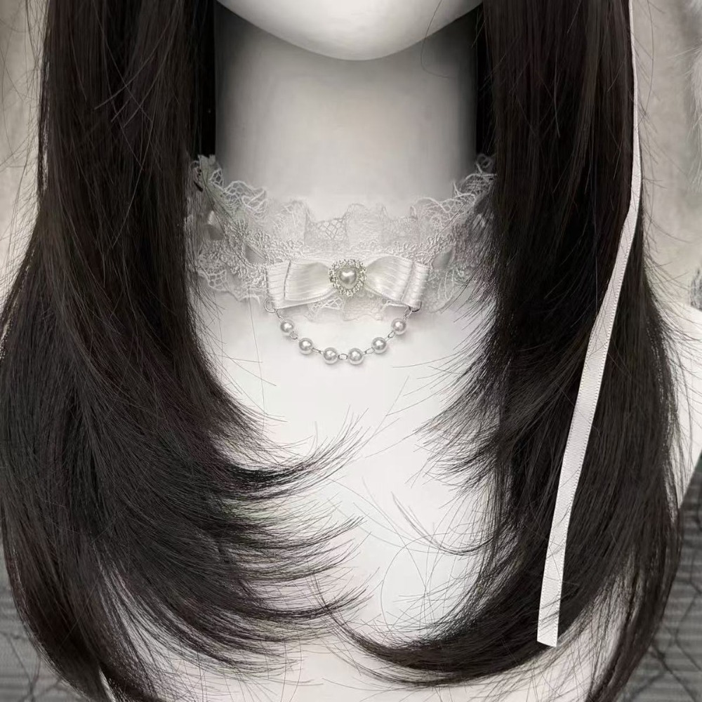 레이스 보우 프릴 패션 초커 목걸이 여성용 로리타 진주 - Pearl Choker Necklace Vintage 리뷰 및 가격
