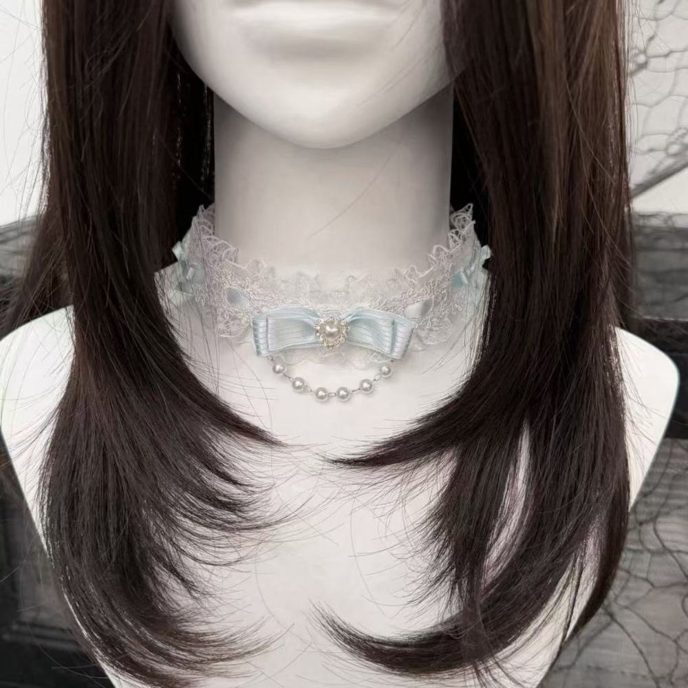 레이스 보우 프릴 패션 초커 목걸이 여성용 로리타 진주 - Pearl Choker Necklace Vintage 리뷰 및 가격