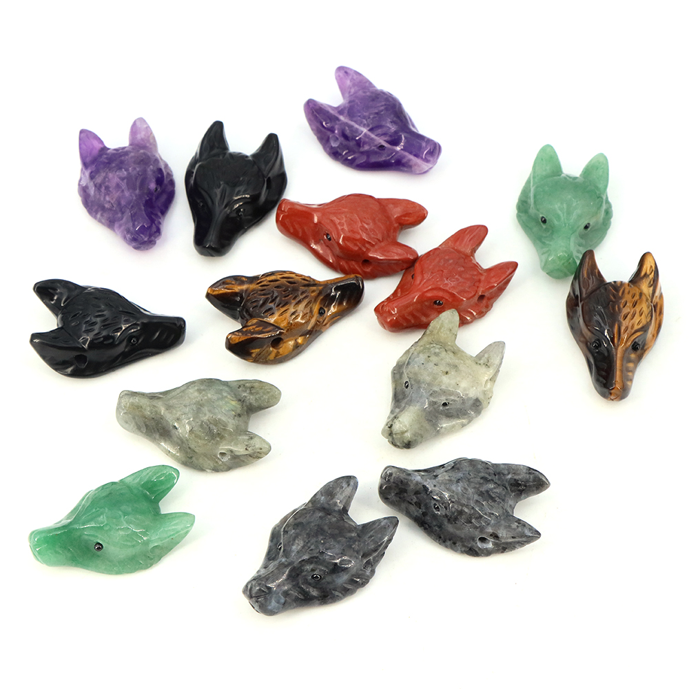 40mm 늑대 머리 돌 펜던트 천연 치유 크리스탈 조각 - Crystal Pendant Necklace Natural Stone 리뷰 및 가격