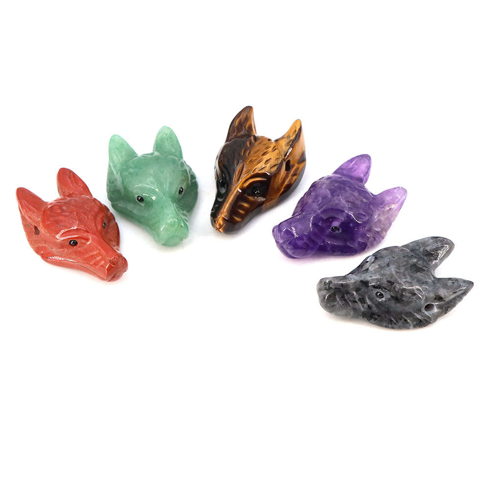 40mm 늑대 머리 돌 펜던트 천연 치유 크리스탈 조각 - Crystal Pendant Necklace Natural Stone 리뷰 및 가격