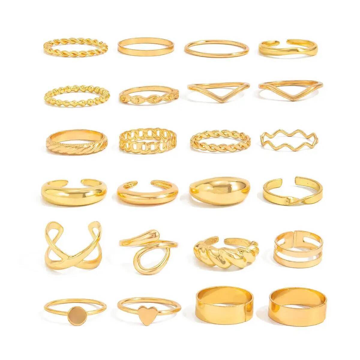 KunJoe 24개 세트 트렌디한 불규칙 기하학 오픈  - Vintage Punk Knuckle Rings Set 리뷰 및 가격