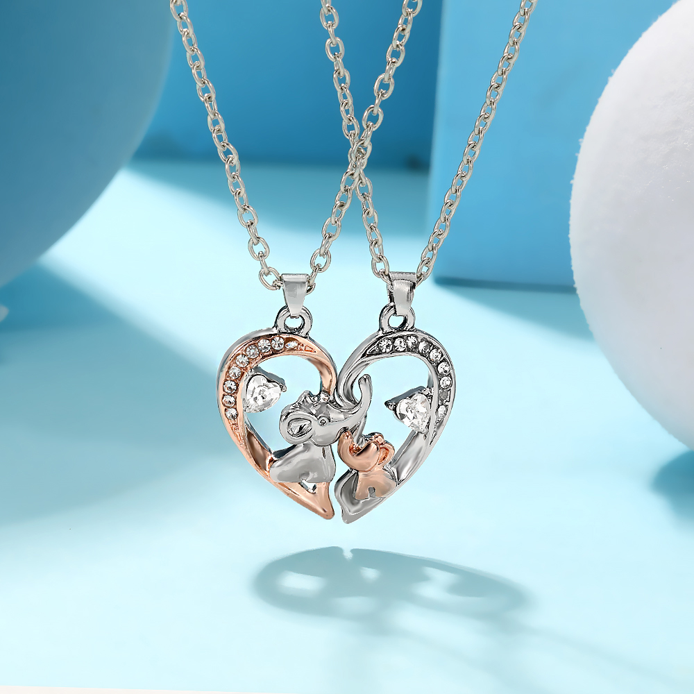 2개 세트 자석 하트 코끼리 커플 목걸이 투톤 행운의  - Magnetic Couple Matching Necklaces 리뷰 및 가격