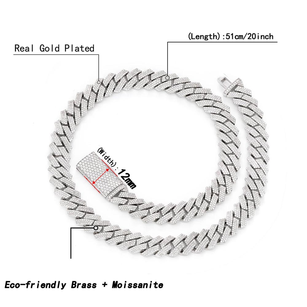 12mm 3줄 모이사나이트 아이스드 아웃 쿠반 링크 체 - Cuban Link Chain 12Mm 리뷰 및 가격