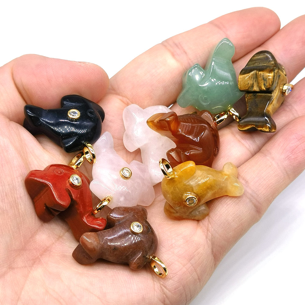 26mm 미니 돌고래 모양 조각상 천연 크리스탈 스톤, - Crystal Pendant Necklace Natural Stone 리뷰 및 가격