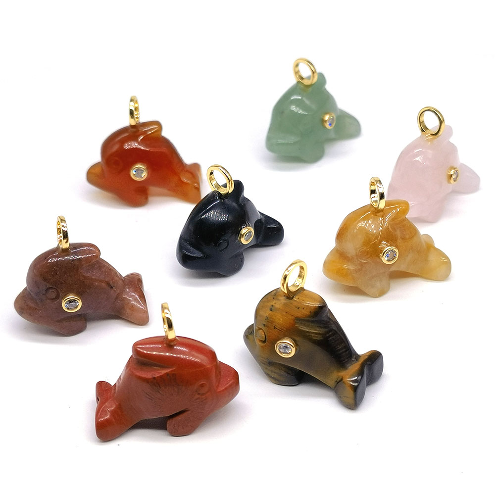 26mm 미니 돌고래 모양 조각상 천연 크리스탈 스톤, - Crystal Pendant Necklace Natural Stone 리뷰 및 가격