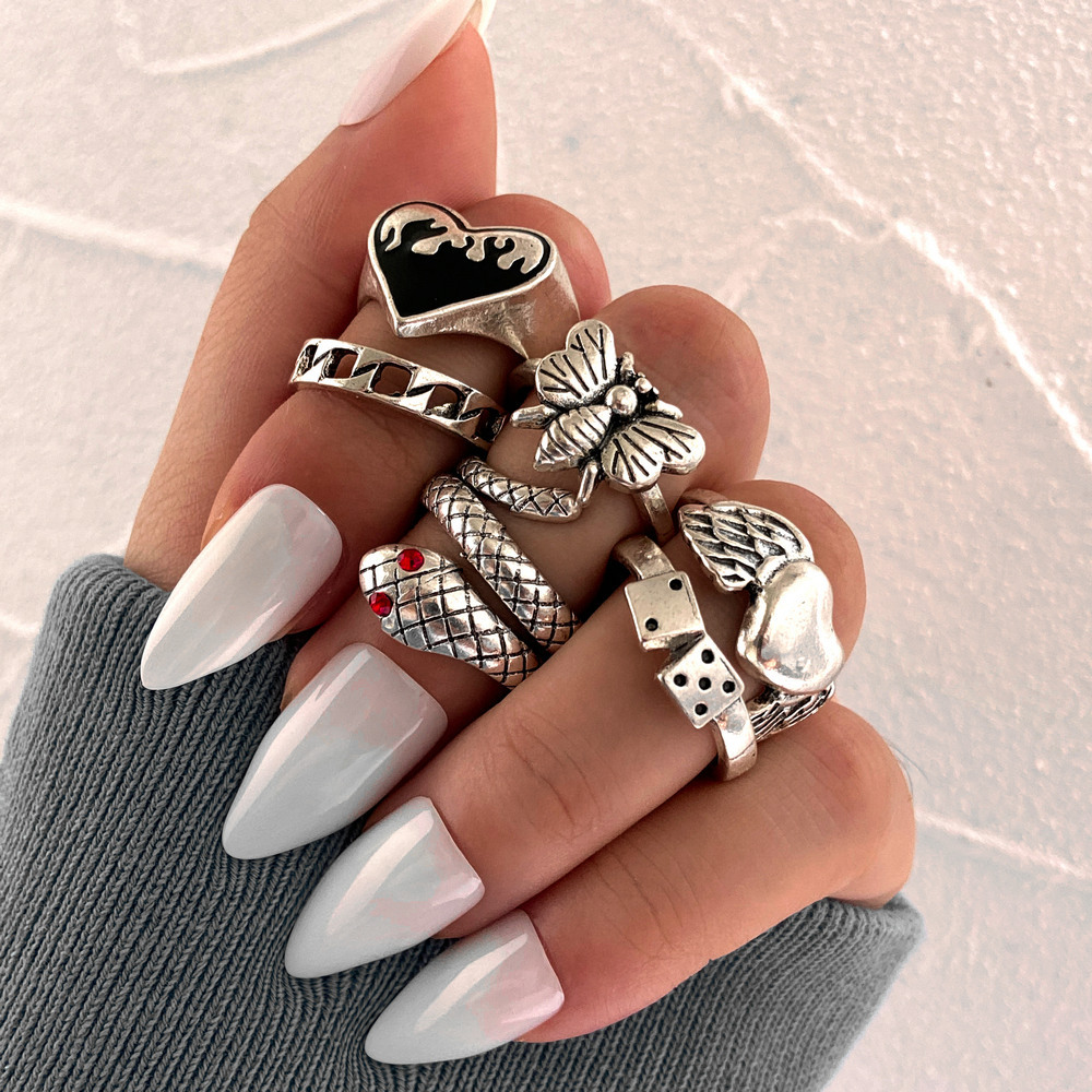 6개 세트 빈티지 펑크 뱀 너클 반지 여성용 레트로 나 - Vintage Punk Knuckle Rings Set 리뷰 및 가격