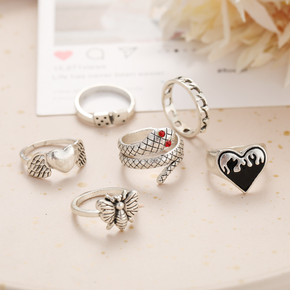 6개 세트 빈티지 펑크 뱀 너클 반지 여성용 레트로 나 - Vintage Punk Knuckle Rings Set 리뷰 및 가격