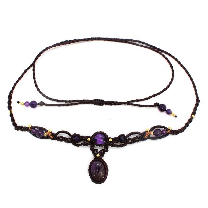 여성을위한 크리스탈 땋은 Macrame 스톤 펜던트 목 - Crystal Pendant Necklace Natural Stone 리뷰 및 가격