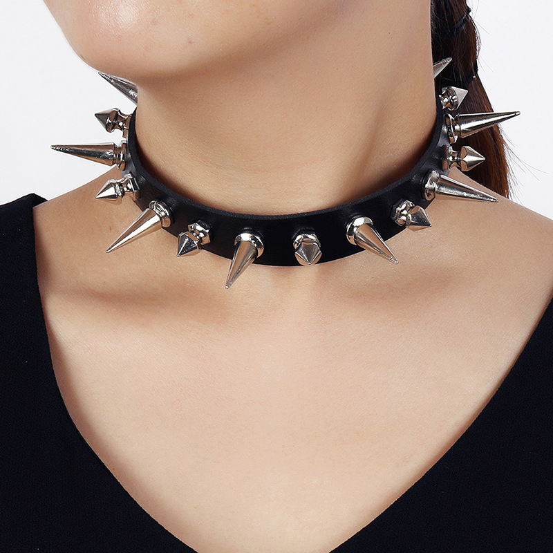 남녀공용 펑크 롱 스파이크 초커, 인조 가죽 칼라, 멋 - Goth Punk Spike Choker 리뷰 및 가격