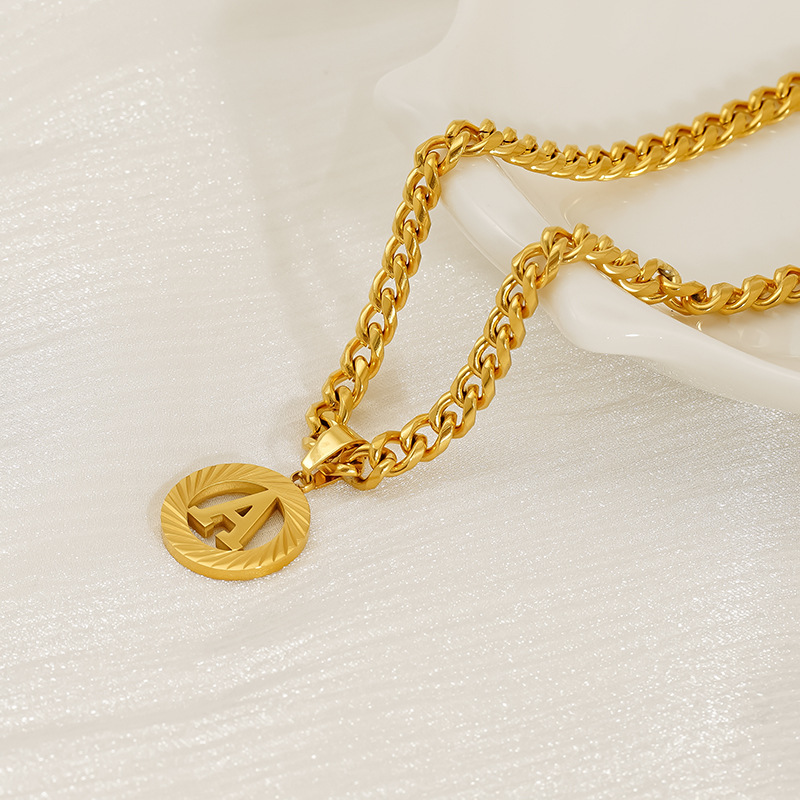 스테인레스 스틸 5MM 쿠반 체인 이니셜 목걸이 18K - Initial Letter Necklace 18K Gold 리뷰 및 가격