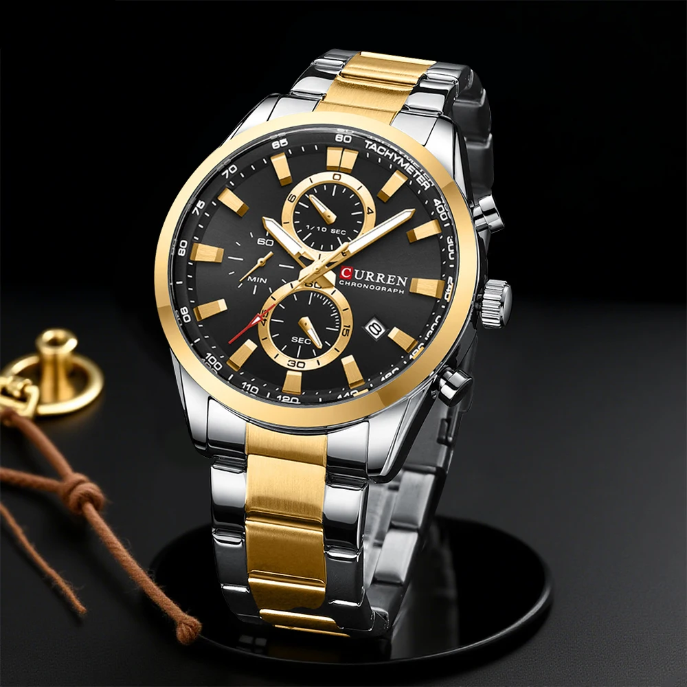 CURREN 캐주얼 쿼츠 크로노 스포츠 시계 남성용 브 - Watch Accessories 리뷰 및 가격