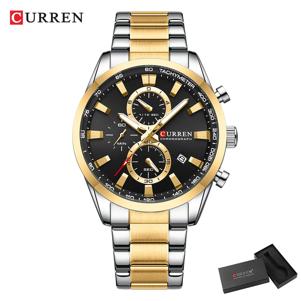 CURREN 캐주얼 쿼츠 크로노 스포츠 시계 남성용 브 - Watch Accessories 리뷰 및 가격