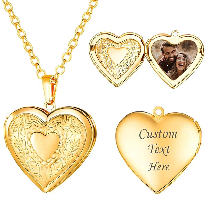 개인 맞춤형 로켓 목걸이, 사진과 텍스트가 새겨진 하트 - Heart Locket Necklace Photo 리뷰 및 가격