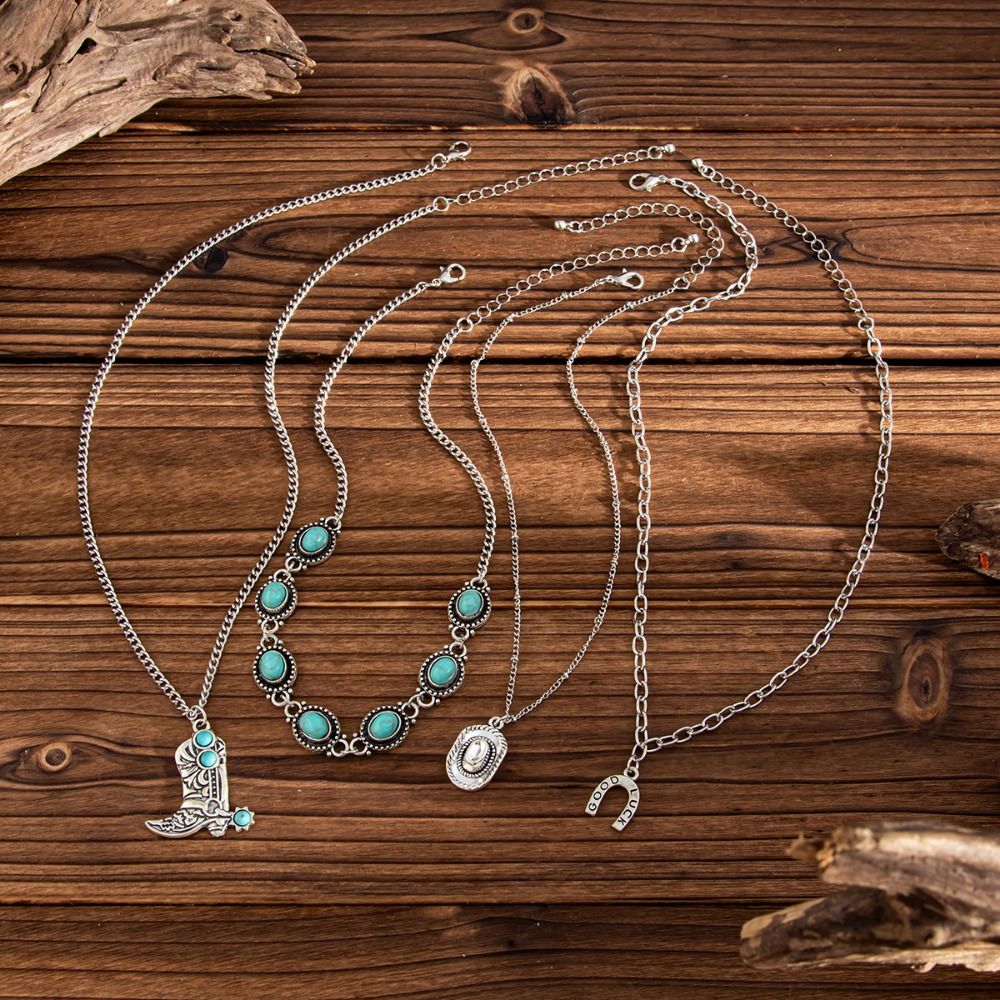 카우보이 부츠 펜던트 터키석 체인 초커 보헤미안 빈티지 - Layered Pendant Necklace Aesthetic 리뷰 및 가격