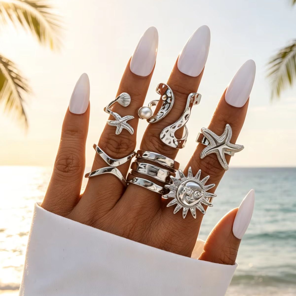 6개 세트 펑크 불가사리 해바라기 너클 링 여성용 남성 - Vintage Punk Knuckle Rings Set 리뷰 및 가격