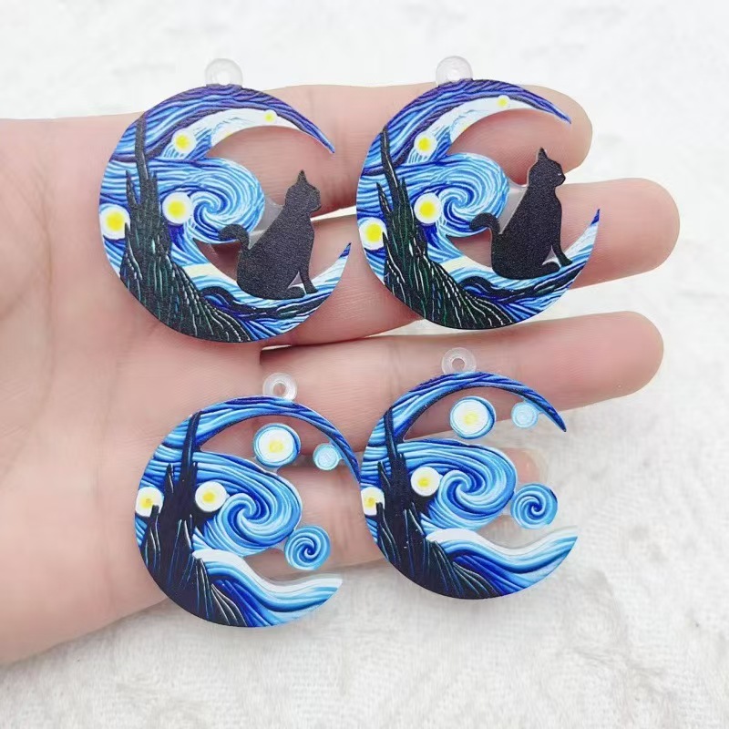 10pcs 크로스 보더 핫 판매 반 고흐의 별이 빛나는 - Earrings 리뷰 및 가격
