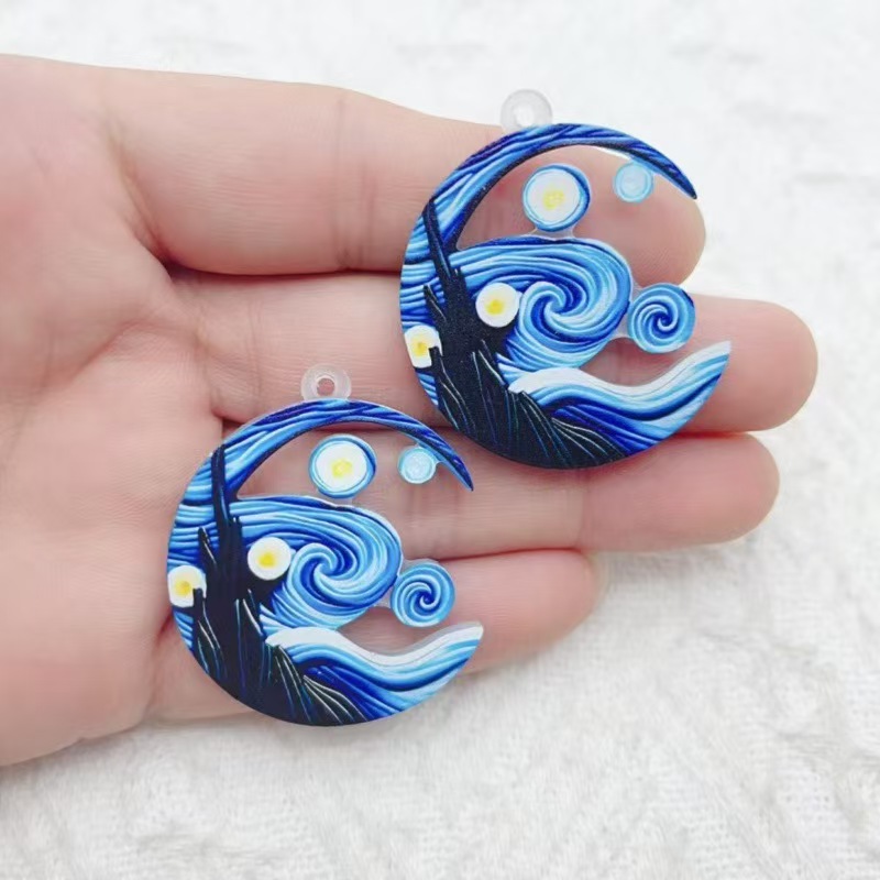 10pcs 크로스 보더 핫 판매 반 고흐의 별이 빛나는 - Earrings 리뷰 및 가격