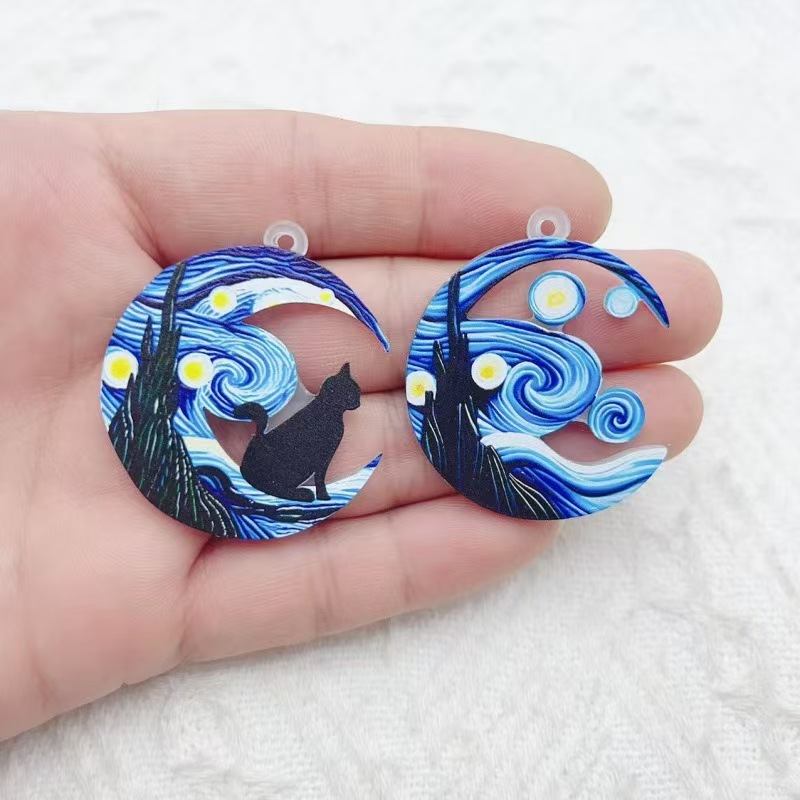 10pcs 크로스 보더 핫 판매 반 고흐의 별이 빛나는 - Earrings 리뷰 및 가격
