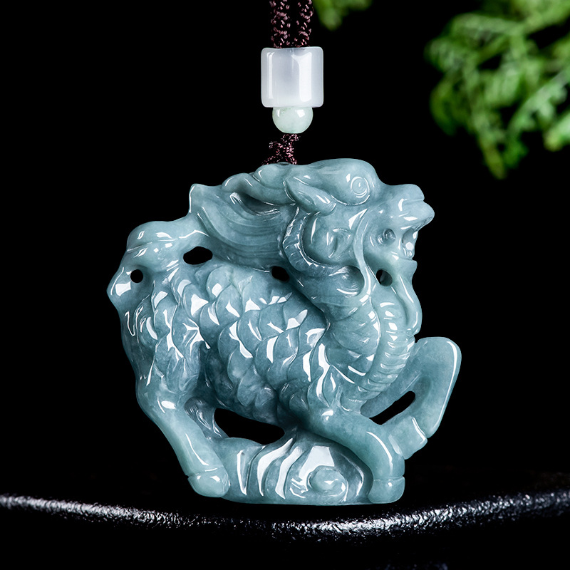 버마산 경옥 기린 펜던트 목걸이 조각 부적 버마산 경옥 - Necklaces 리뷰 및 가격