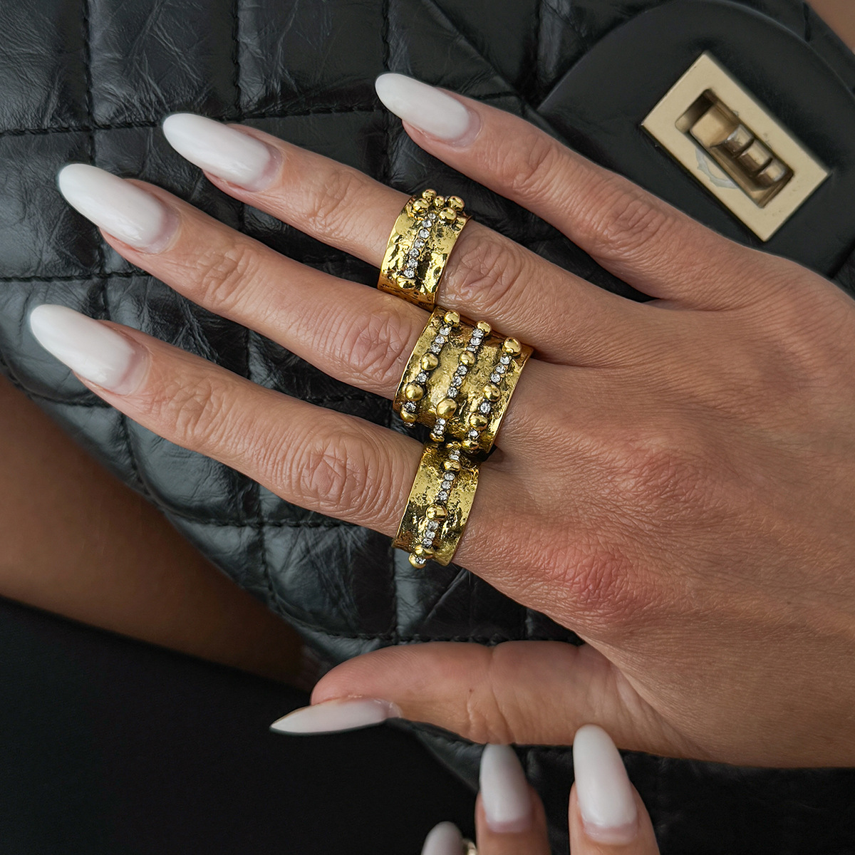 3종 빈티지 인레이 라인스톤 조절 가능한 오픈 링 세트 - Vintage Punk Knuckle Rings Set 리뷰 및 가격