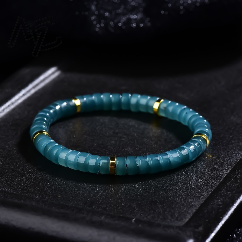 천연 비취 블루 워터 주판 비즈 스페이서 팔찌 고급 품 - Bracelets 리뷰 및 가격
