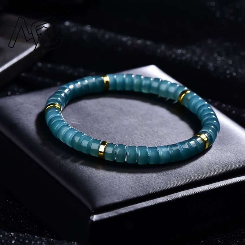 천연 비취 블루 워터 주판 비즈 스페이서 팔찌 고급 품 - Bracelets 리뷰 및 가격