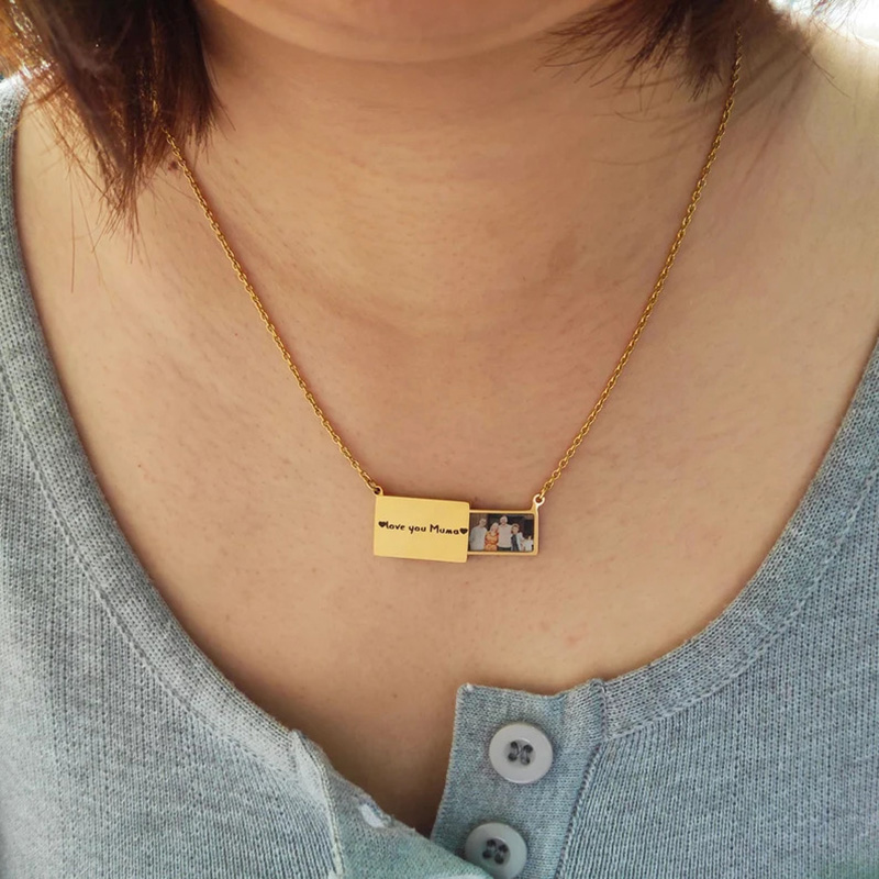 개인 맞춤 스테인리스 스틸 사진 로켓 목걸이 - 각인된 - Heart Locket Necklace Photo 리뷰 및 가격