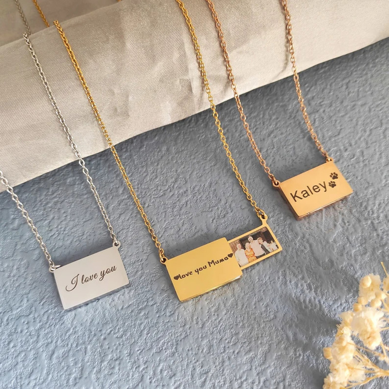 개인 맞춤 스테인리스 스틸 사진 로켓 목걸이 - 각인된 - Heart Locket Necklace Photo 리뷰 및 가격