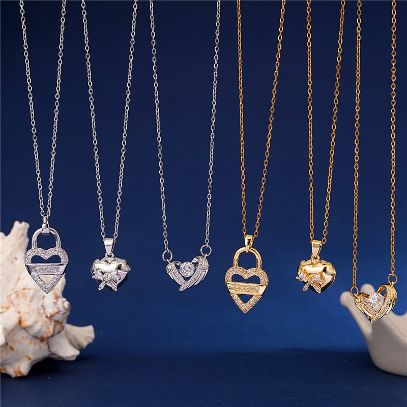 가벼운 럭셔리 로켓 윙 하트 펜던트 목걸이, 스테인레스 - Heart Locket Necklace Photo 리뷰 및 가격