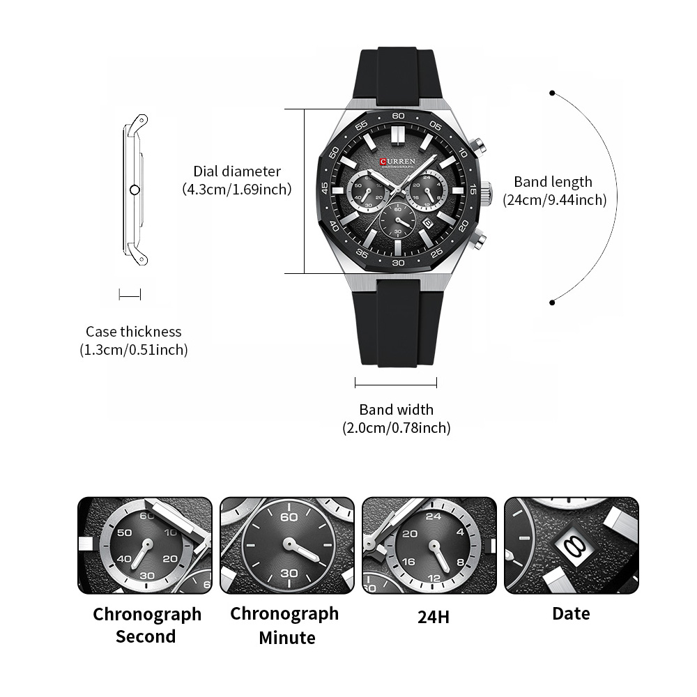 커렌 패션 캐주얼 남성 스포츠 시계 크로노그래프 실리콘 - Watch Accessories 리뷰 및 가격