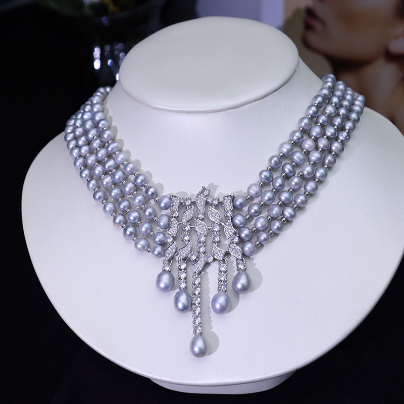 담수 진주 목걸이, 빈티지 트리플 레이어 럭셔리 디자인 - Pearl Choker Necklace Vintage 리뷰 및 가격