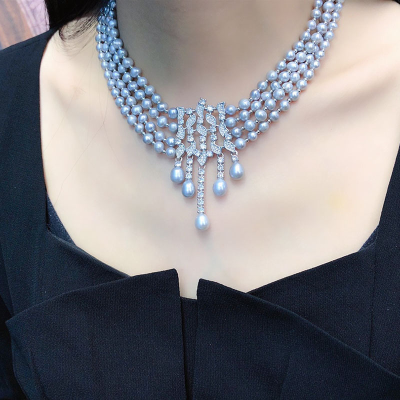 담수 진주 목걸이, 빈티지 트리플 레이어 럭셔리 디자인 - Pearl Choker Necklace Vintage 리뷰 및 가격