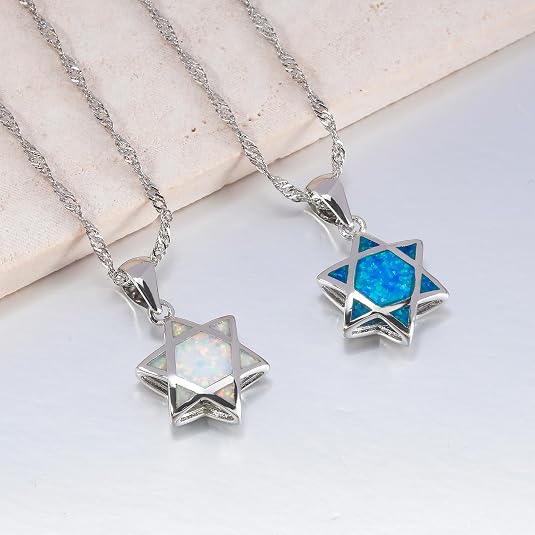 다윗의 별 오팔 펜던트 목걸이 양면 유대교 헥사그램 보 - Necklaces 리뷰 및 가격