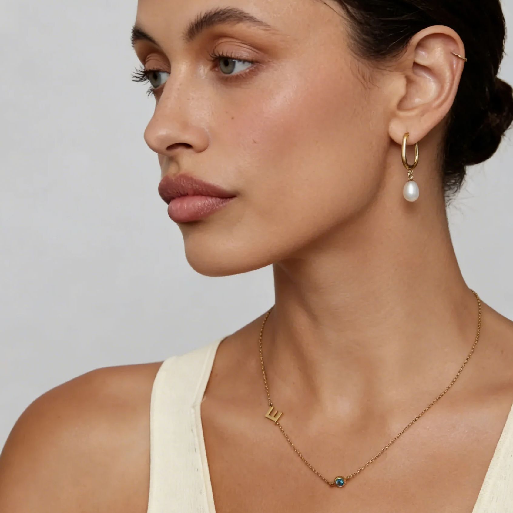 사이드 세트 이니셜 탄생석 목걸이 18K 금도금 목걸이 - Initial Letter Necklace 18K Gold 리뷰 및 가격