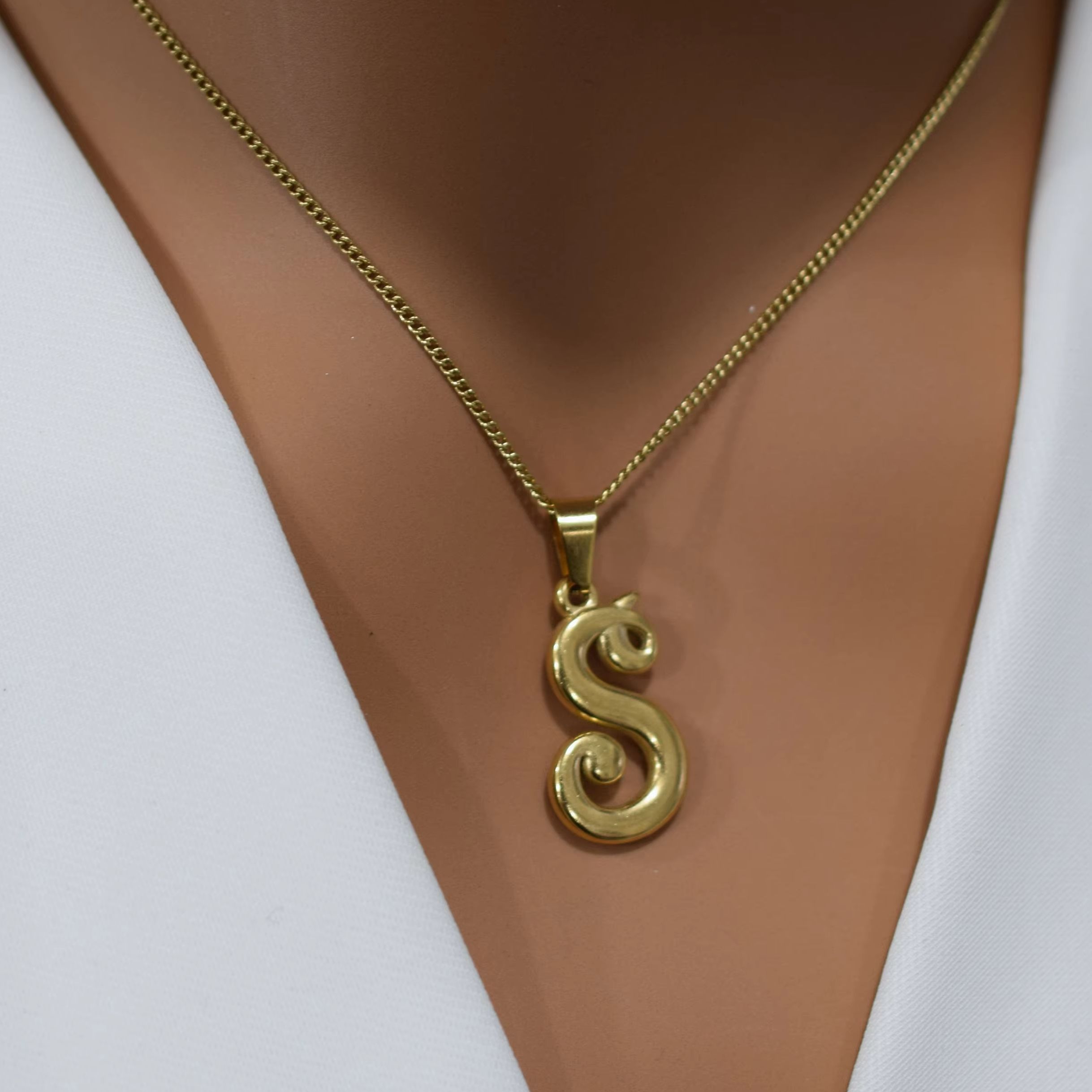 18K 골드 스테인리스 스틸 빈티지 알파벳 펜던트 유니 - Initial Letter Necklace 18K Gold 리뷰 및 가격